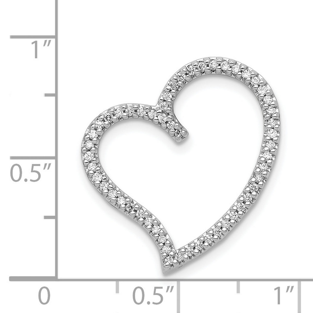 1/4ct Diamond Heart Chain Slide Charm Pendant in Real 14k White Gold