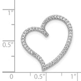 1/4ct Diamond Heart Chain Slide Charm Pendant in Real 14k White Gold