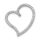 1/4ct Diamond Heart Chain Slide Charm Pendant in Real 14k White Gold