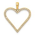 14k Yellow Gold Heart Pendant with Diamond Accents, Open Heart Design for Women