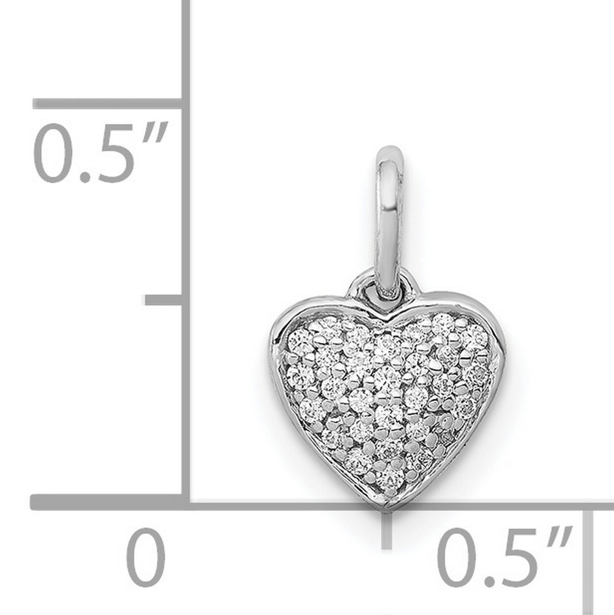 1/10ct Diamond Heart Charm Pendant in Real 14k White Gold