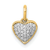 1/10ct Diamond Heart Charm Pendant in Real 14k Yellow Gold