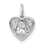 1/5ct Diamond Heart Charm Pendant in Real 14k White Gold