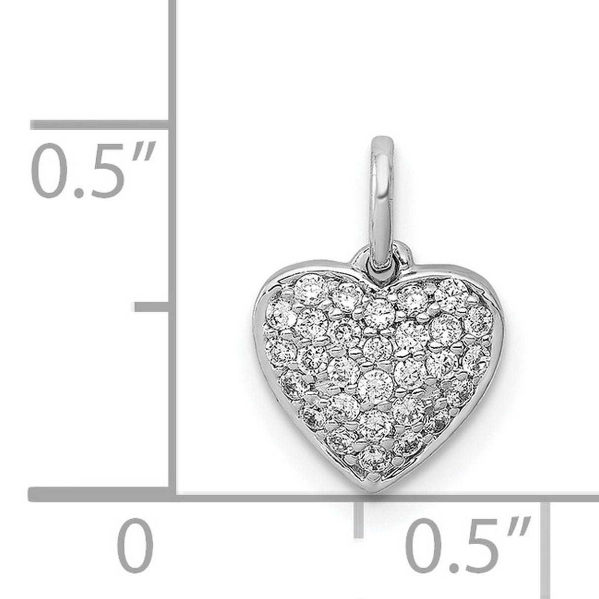 1/5ct Diamond Heart Charm Pendant in Real 14k White Gold