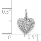 1/5ct Diamond Heart Charm Pendant in Real 14k White Gold