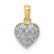 10k Multi-Tone Gold Heart Pendant with Rhodium Finish, Diamond Cut Textured Design