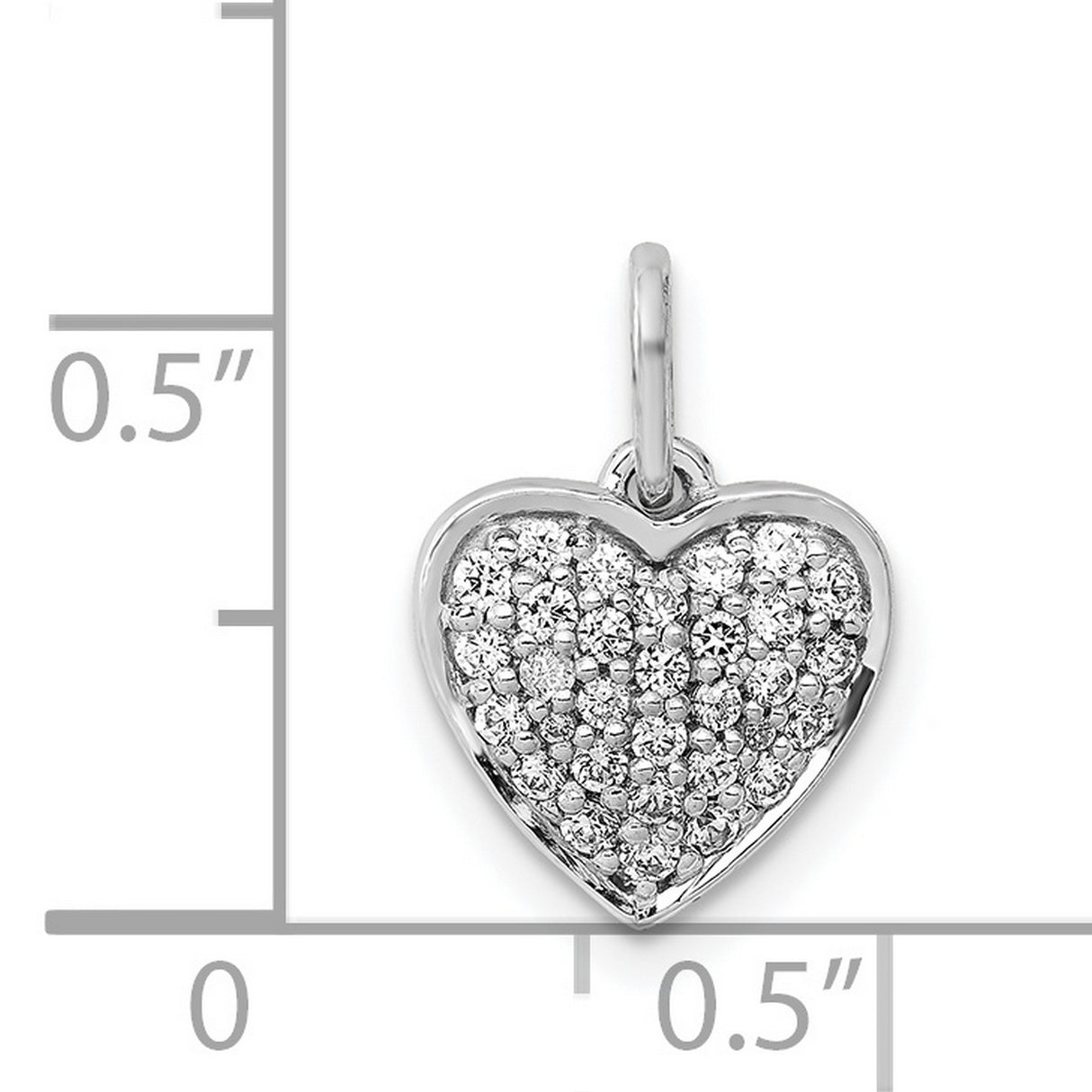 1/4ct Diamond Heart Charm Pendant in Real 14k White Gold