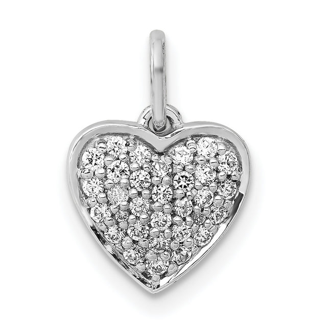 1/4ct Diamond Heart Charm Pendant in Real 14k White Gold