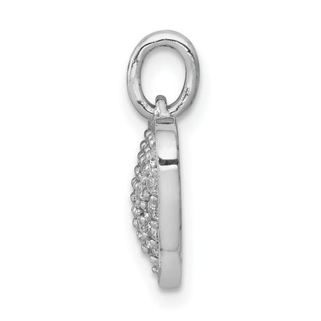 14k White Gold Heart Pendant with Pavé Round Cut Diamonds, Romantic Charm for Women