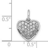 14k White Gold Heart Pendant with Pavé Round Cut Diamonds, Romantic Charm for Women