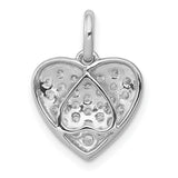 1/2ct Diamond Heart Charm Pendant in Real 14k White Gold