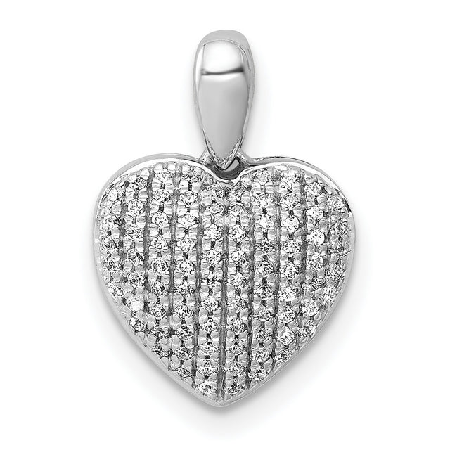 1/4ct Diamond Heart Charm Pendant in Real 14k White Gold