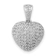 14k White Gold Heart Pendant with Round Cut Diamonds in Pavé Setting