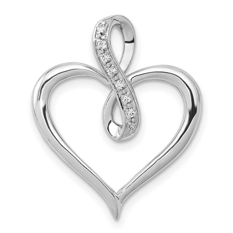 1/20ct Diamond Heart and Infinity Charm Pendant in Real 10k White Gold