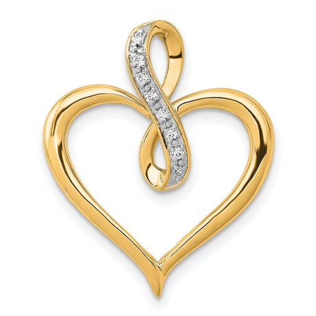 1 20ct Diamond Heart and Infinity Charm Pendant in Real 10k Yellow Gold