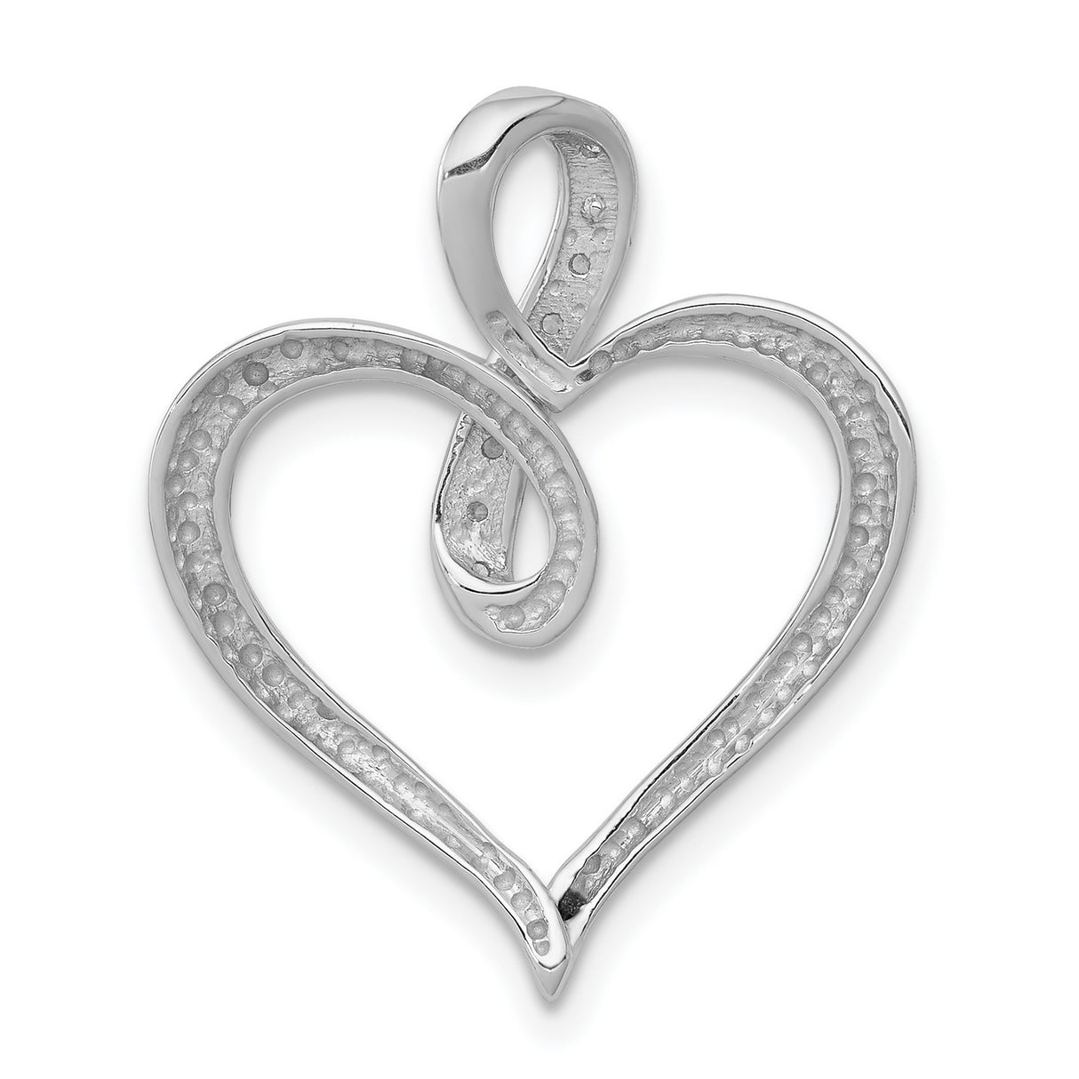 1/20ct Diamond Heart and Infinity Charm Pendant in Real 14k White Gold