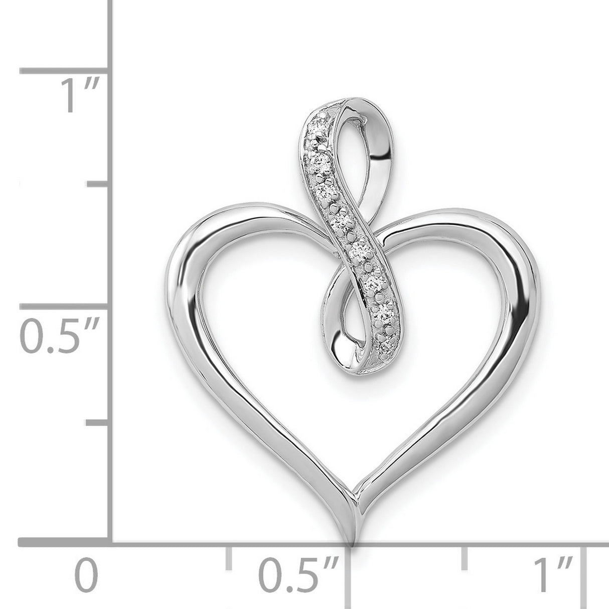 1/20ct Diamond Heart and Infinity Charm Pendant in Real 14k White Gold