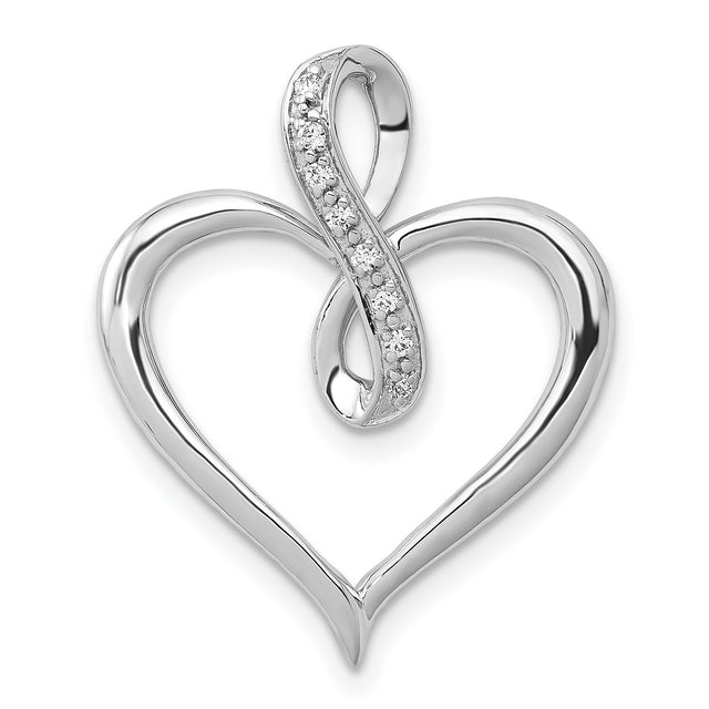 1/20ct Diamond Heart and Infinity Charm Pendant in Real 14k White Gold