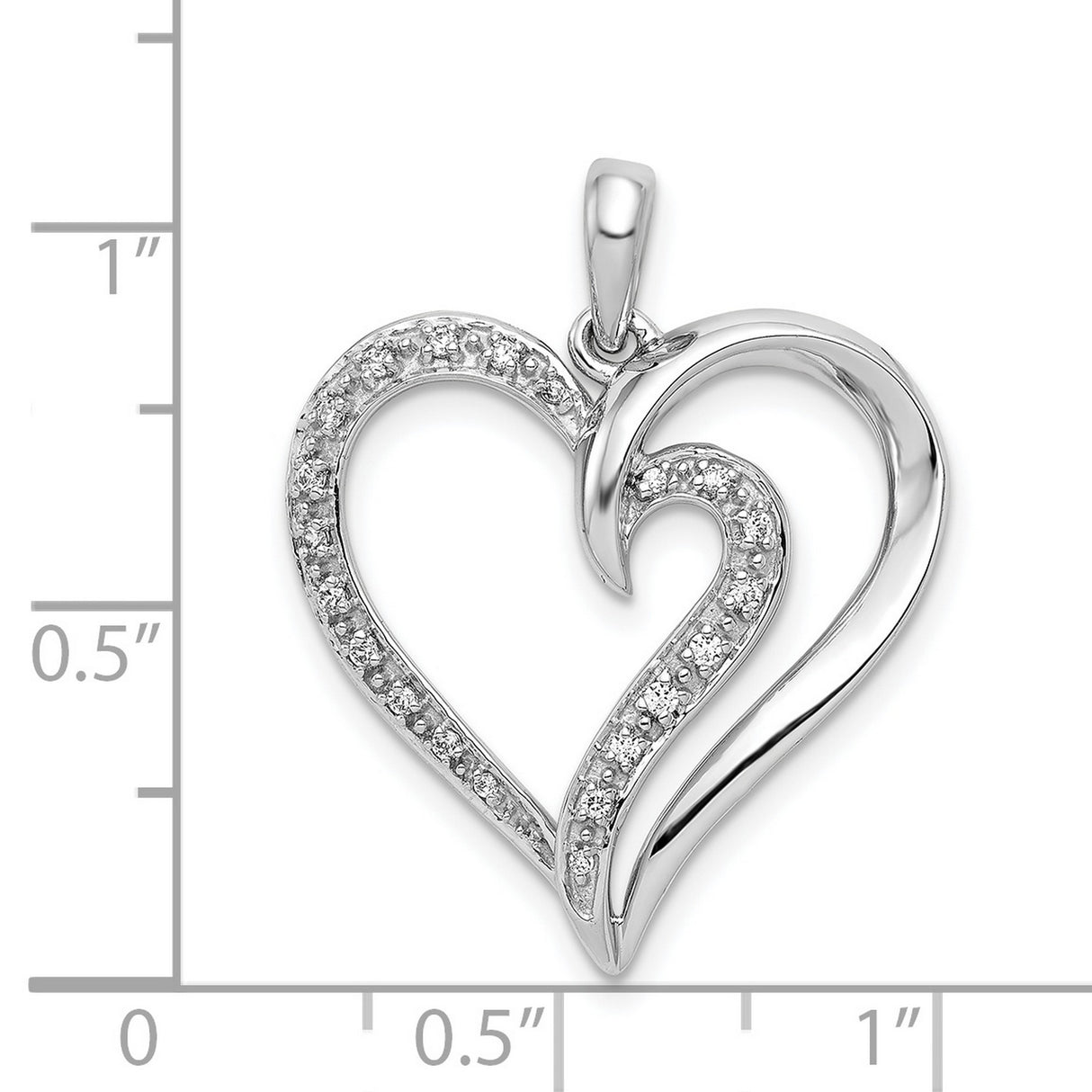 1/10ct Diamond Heart Charm Pendant in Real 14k White Gold