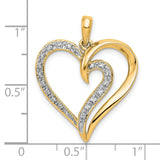 1/10ct Diamond Heart Charm Pendant in Real 14k Yellow Gold