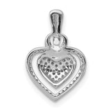 1/5ct Diamond Fancy Double Heart Chain Slide Charm Pendant in Real 14k White Gold