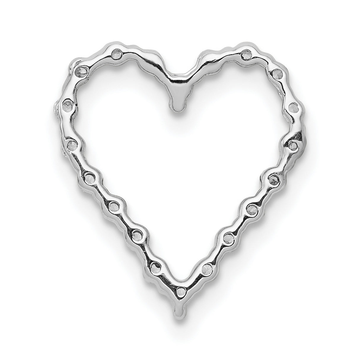 1/5ct Diamond Heart Chain Slide Charm Pendant in Real 14k White Gold