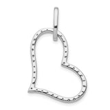 14k White Gold Open Heart Pendant with Diamond Cut Detailing, Romantic Dainty Jewelry for Women