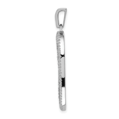 14k White Gold Heart Pendant with Diamond Accents, Open Heart Fine Jewelry for Women