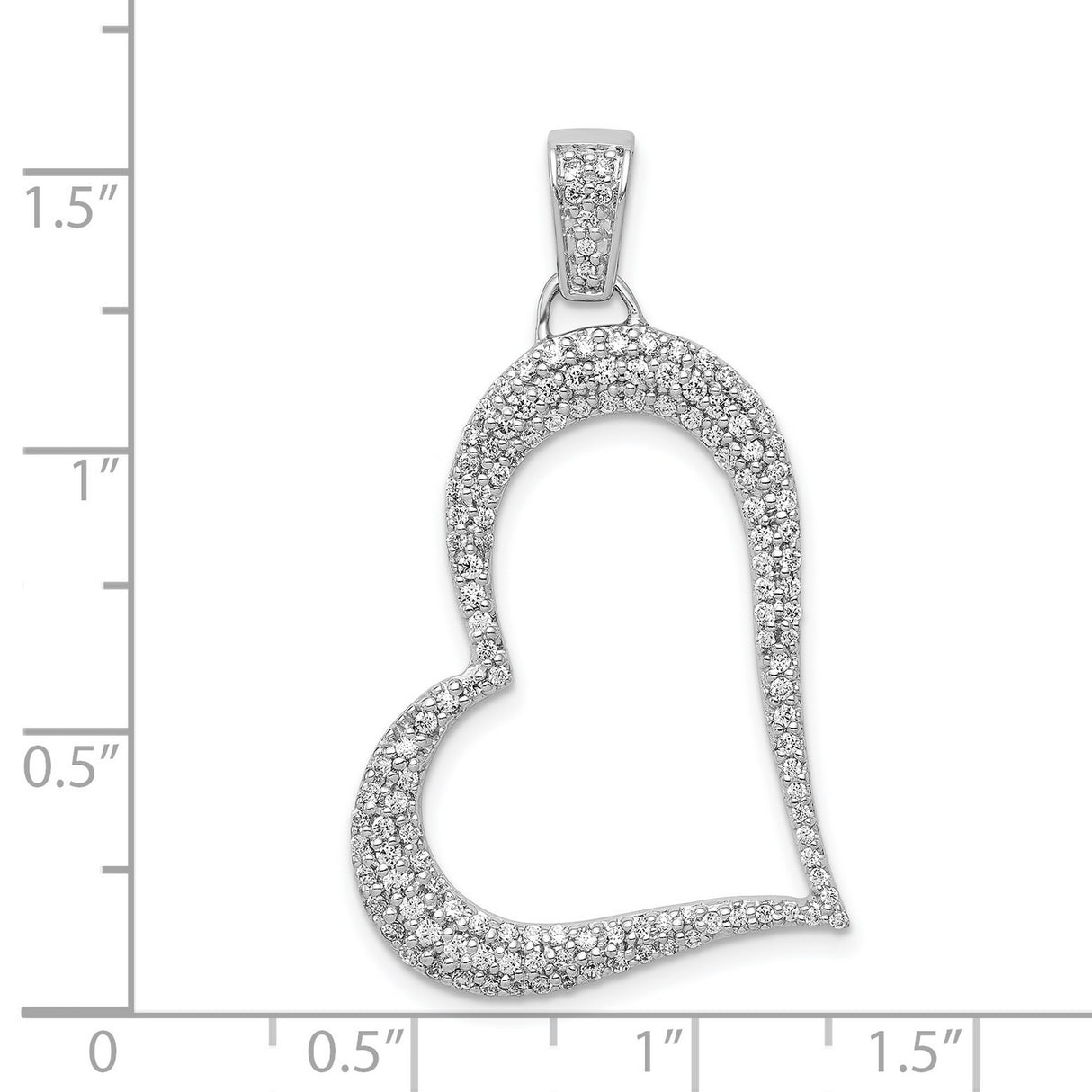 14k White Gold Heart Pendant with Diamond Accents, Open Heart Fine Jewelry for Women