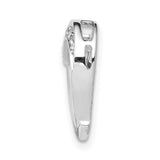 14k White Gold Heart Pendant with Diamond, Open Curved Design Charm for Women