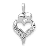 Diamond MOM Heart Charm Pendant in Real 14k White Gold