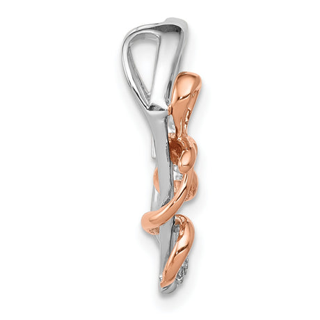 14k Two-Tone Gold Heart Pendant with Diamond Accents and Rose Gold Awareness Ribbon