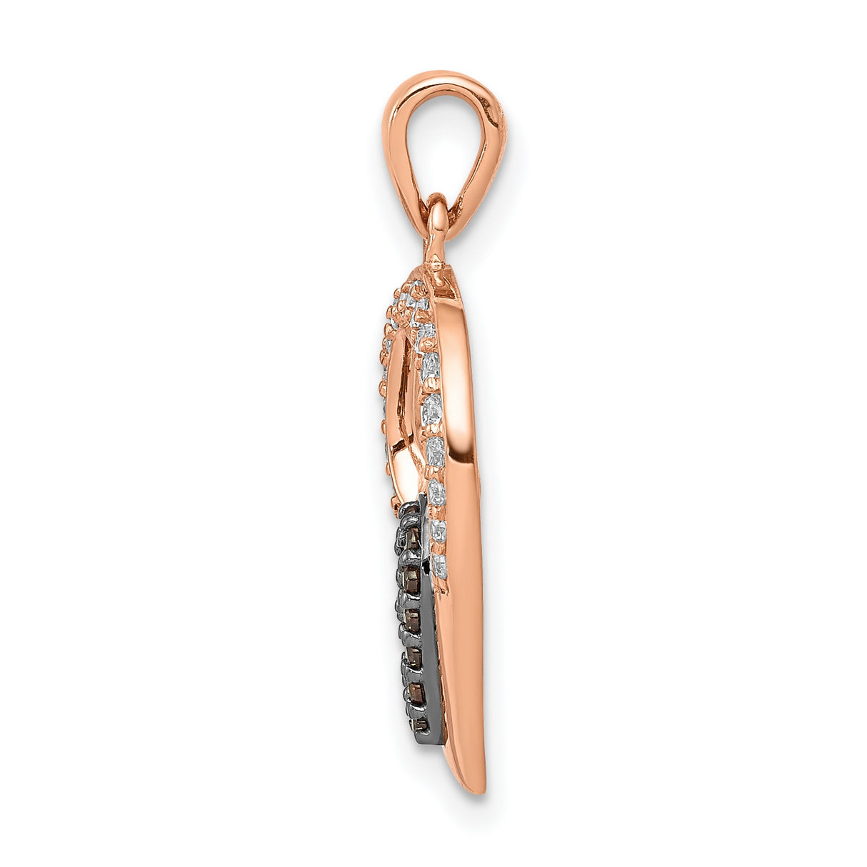 14k Rose Gold Heart Pendant with Champagne and White Diamonds, Romantic Symbolic Jewelry