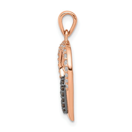 14k Rose Gold Heart Pendant with Champagne and White Diamonds, Romantic Symbolic Jewelry