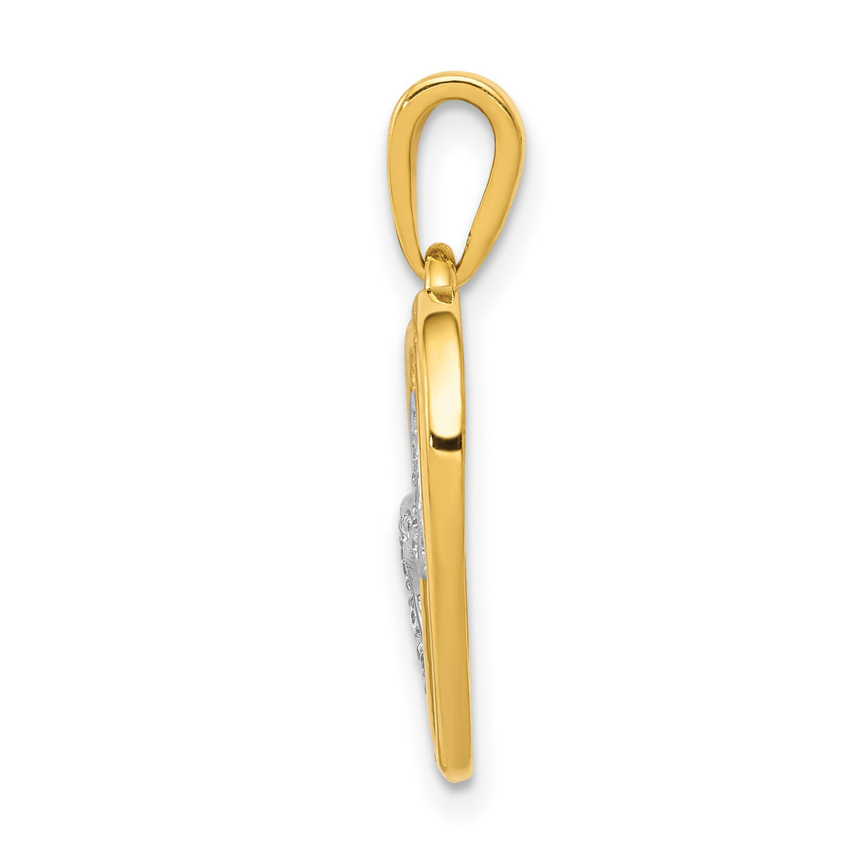 10k Multi-Tone Gold Double Heart Pendant with Diamond Accent, Intertwined Hearts Design