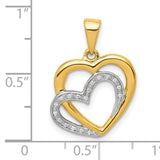 10k Multi-Tone Gold Double Heart Pendant with Diamond Accent, Intertwined Hearts Design
