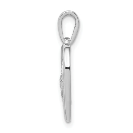 14k White Gold Heart Pendant with Intertwined Open Hearts and Cubic Zirconia