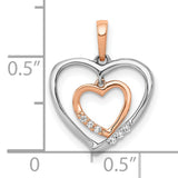 10k Two-Tone Gold Heart Pendant with Open Double Heart Design and Diamond Accent