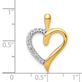 1/10ct Diamond Heart Charm Pendant in Real 14k Yellow Gold