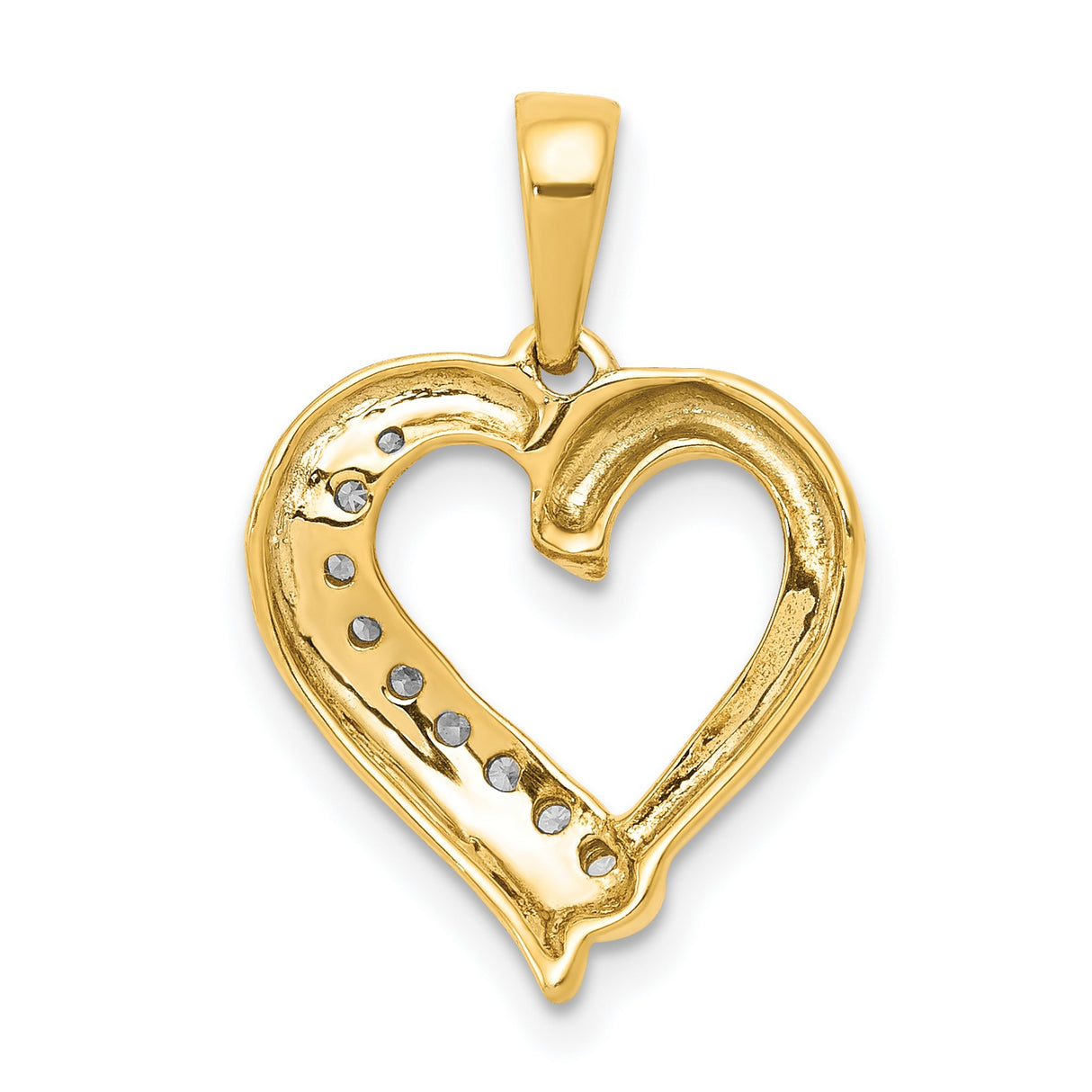 1/10ct Diamond Heart Charm Pendant in Real 14k Yellow Gold