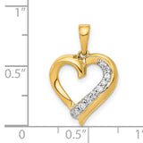 1/10ct Diamond Heart Charm Pendant in Real 14k Yellow Gold