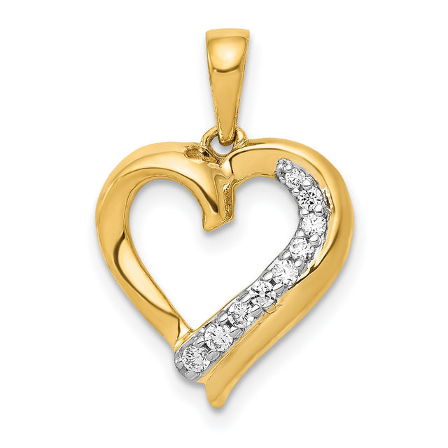 1/10ct Diamond Heart Charm Pendant in Real 14k Yellow Gold