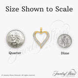 14k Yellow Gold Heart Pendant with Diamond Accents, Open Design, Modern Romantic Style for Women