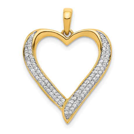 1/4ct Diamond Heart Charm Pendant in Real 14k Yellow Gold