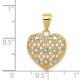 .005 CT Diamond Heart Charm Pendant in Real 14k Multi-Tone Gold