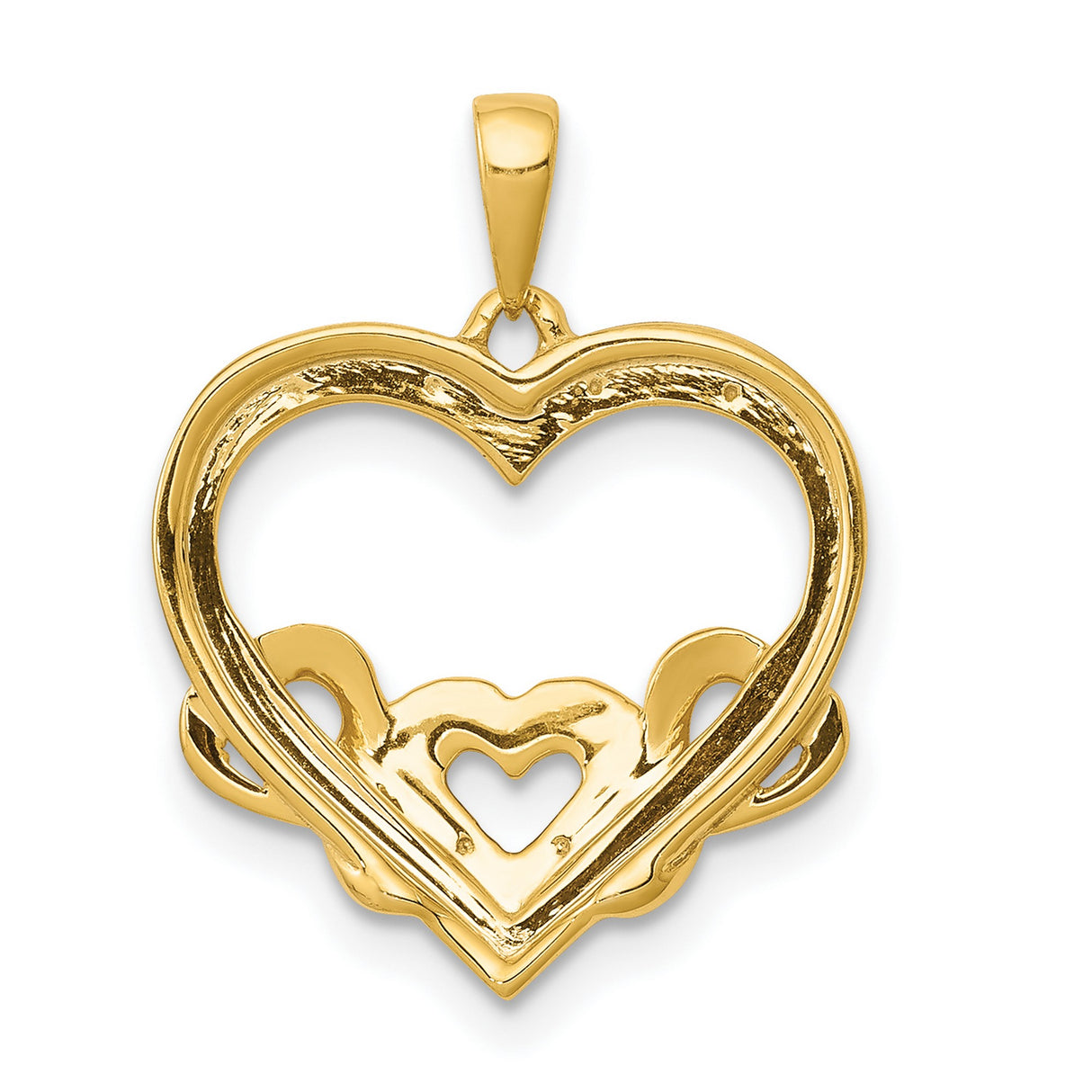 .03ct Diamond Heart with Three Smaller Hearts Charm Pendant in Real 10k Yellow Gold