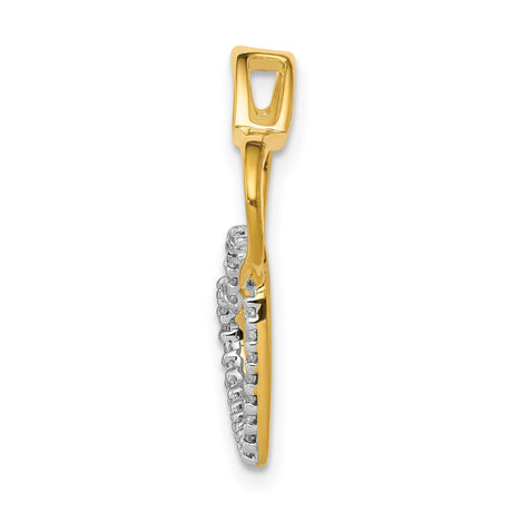 1 10ct Diamond Double Heart Chain Slide Charm Pendant in Real 10k Multi-Tone Gold