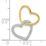 1 10ct Diamond Double Heart Chain Slide Charm Pendant in Real 10k Multi-Tone Gold