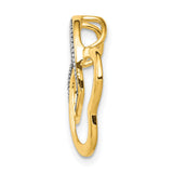 .01ct Diamond Double Entwined Heart Chain Slide Charm Pendant in Real 14k Multi-Tone Gold