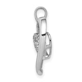 1/10ct Diamond Heart Dangle Charm Pendant in Real 14k White Gold